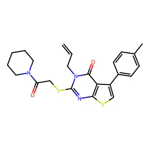 5-(4-methylphenyl)-2-{[2-oxo-2-(piperidin-1-yl)ethyl]sulfanyl}-3-(prop-2-en-1-yl)thieno[2,3-d]pyrimidin-4(3H)-one structure