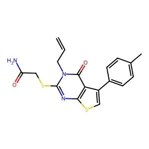 2-{[5-(4-methylphenyl)-4-oxo-3-(prop-2-en-1-yl)-3,4-dihydrothieno[2,3-d]pyrimidin-2-yl]sulfanyl}acetamide structure