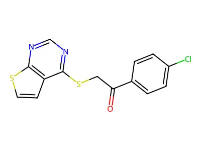 1-(4-Chlorophenyl)-2-(thieno[2,3-d]pyrimidin-4-ylsulfanyl)ethanone structure