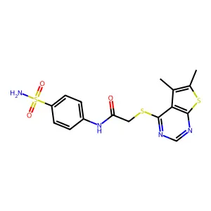 2-((5,6-dimethylthieno[2,3-d]pyrimidin-4-yl)thio)-N-(4-sulfamoylphenyl)acetamide structure