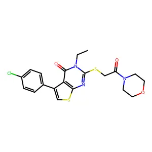 5-(4-chlorophenyl)-3-ethyl-2-{[2-(morpholin-4-yl)-2-oxoethyl]sulfanyl}thieno[2,3-d]pyrimidin-4(3H)-one structure