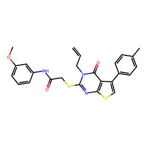 N-(3-methoxyphenyl)-2-{[5-(4-methylphenyl)-4-oxo-3-(prop-2-en-1-yl)-3,4-dihydrothieno[2,3-d]pyrimidin-2-yl]sulfanyl}acetamide structure