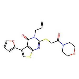 3-allyl-5-(2-furyl)-2-{[2-(4-morpholinyl)-2-oxoethyl]thio}thieno[2,3-d]pyrimidin-4(3H)-one structure