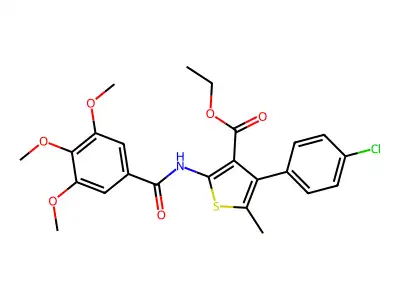 ethyl 4-(4-chlorophenyl)-5-methyl-2-(3,4,5-trimethoxybenzamido)thiophene-3-carboxylate structure
