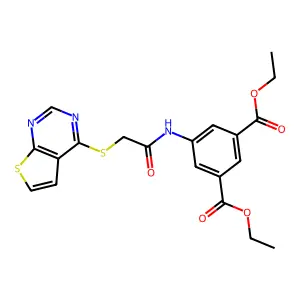 Diethyl 5-(2-(thieno[2,3-d]pyrimidin-4-ylthio)acetamido)isophthalate structure