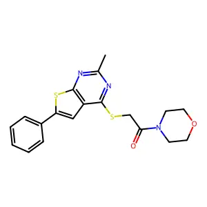 2-((2-Methyl-6-phenylthieno[2,3-d]pyrimidin-4-yl)thio)-1-morpholinoethanone structure