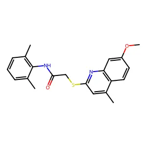 N-(2,6-dimethylphenyl)-2-((7-methoxy-4-methylquinolin-2-yl)thio)acetamide structure