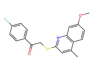 1-(4-Fluorophenyl)-2-((7-methoxy-4-methylquinolin-2-yl)thio)ethanone structure