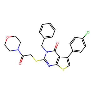 3-benzyl-5-(4-chlorophenyl)-2-{[2-(morpholin-4-yl)-2-oxoethyl]sulfanyl}thieno[2,3-d]pyrimidin-4(3H)-one structure