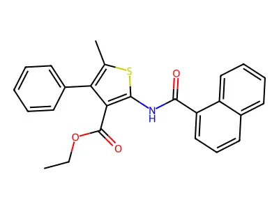 Ethyl 5-methyl-2-(naphthylcarbonylamino)-4-phenylthiophene-3-carboxylate structure