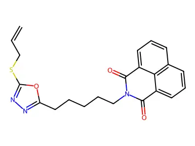2-(5-(5-(allylthio)-1,3,4-oxadiazol-2-yl)pentyl)-1H-benzo[de]isoquinoline-1,3(2H)-dione structure