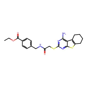 ethyl 4-[({[(4-amino-5,6,7,8-tetrahydro[1]benzothieno[2,3-d]pyrimidin-2-yl)sulfanyl]acetyl}amino)methyl]benzoate structure