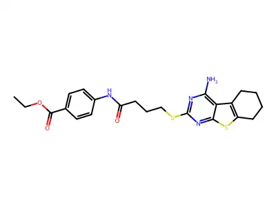 ethyl 4-({4-[(4-amino-5,6,7,8-tetrahydro[1]benzothieno[2,3-d]pyrimidin-2-yl)sulfanyl]butanoyl}amino)benzoate structure