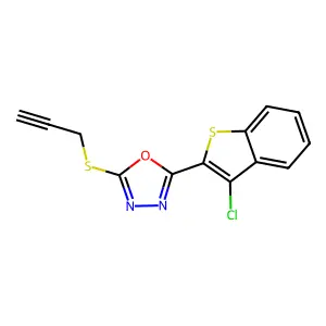 2-(3-Chloro-1-benzothiophen-2-yl)-5-prop-2-ynylsulfanyl-1,3,4-oxadiazole structure