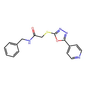 N-benzyl-2-((5-(pyridin-4-yl)-1,3,4-oxadiazol-2-yl)thio)acetamide structure