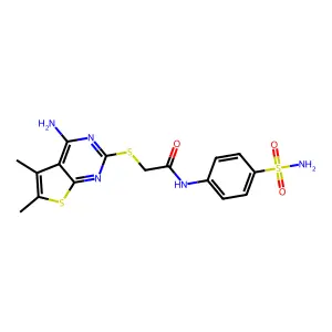 2-((4-amino-5,6-dimethylthieno[2,3-d]pyrimidin-2-yl)thio)-N-(4-sulfamoylphenyl)acetamide structure