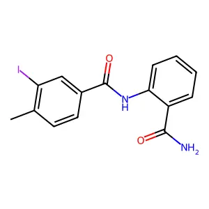 N-(2-carbamoylphenyl)-3-iodo-4-methylbenzamide structure