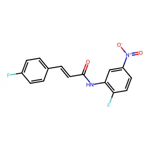 (E)-N-(2-fluoro-5-nitrophenyl)-3-(4-fluorophenyl)prop-2-enamide structure