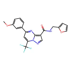 N-(furan-2-ylmethyl)-5-(3-methoxyphenyl)-7-(trifluoromethyl)pyrazolo[1,5-a]pyrimidine-3-carboxamide structure