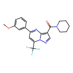 [5-(3-methoxyphenyl)-7-(trifluoromethyl)pyrazolo[1,5-a]pyrimidin-3-yl]-piperidin-1-ylmethanone structure