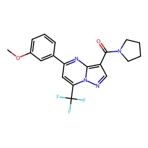[5-(3-methoxyphenyl)-7-(trifluoromethyl)pyrazolo[1,5-a]pyrimidin-3-yl]-pyrrolidin-1-ylmethanone structure