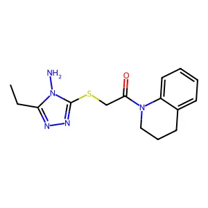 2-(4-amino-5-ethyl(1,2,4-triazol-3-ylthio))-1-(1,2,3,4-tetrahydroquinolyl)etha n-1-one structure