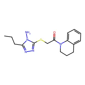 2-[(4-amino-5-propyl-1,2,4-triazol-3-yl)sulfanyl]-1-(3,4-dihydro-2H-quinolin-1-yl)ethanone structure