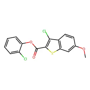 2-Chlorophenyl 3-chloro-6-methoxy-1-benzothiophene-2-carboxylate structure