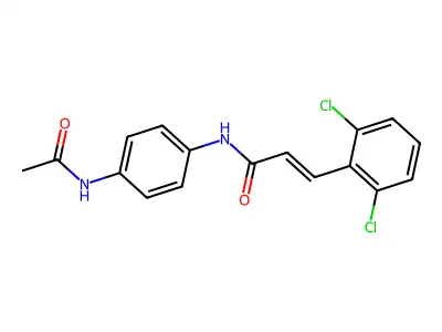 (E)-N-(4-acetamidophenyl)-3-(2,6-dichlorophenyl)prop-2-enamide structure
