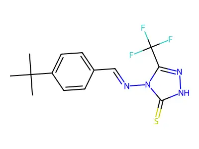 4-[(4-tert-butylphenyl)methylideneamino]-3-(trifluoromethyl)-1H-1,2,4-triazole-5-thione structure