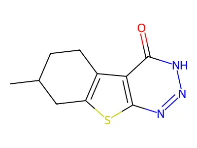 7-methyl-5,6,7,8-tetrahydro[1]benzothieno[2,3-d][1,2,3]triazin-4(3H)-one structure