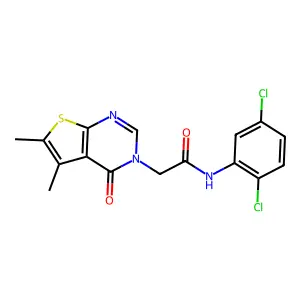 N-(2,5-Dichlorophenyl)-5,6-dimethyl-4-oxothieno[2,3-d]pyrimidine-3(4H)-acetamide structure