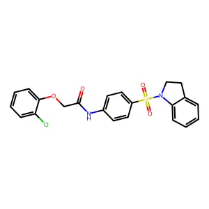 2-(2-chlorophenoxy)-N-[4-(2,3-dihydro-1H-indol-1-ylsulfonyl)phenyl]acetamide structure