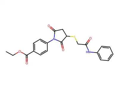 Ethyl 4-{3-[(2-anilino-2-oxoethyl)thio]-2,5-dioxopyrrolidin-1-yl}benzoate structure