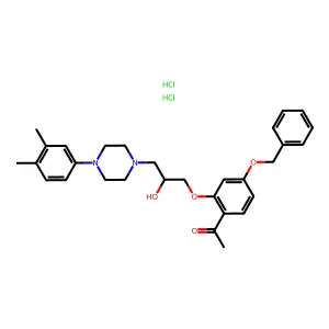 Ethanone, 1-(2-(3-(4-(3,4-dimethylphenyl)-1-piperazinyl)-2-hydroxypropoxy)-4-(phenylmethoxy)phenyl)-, dihydrochloride, (+-)- structure