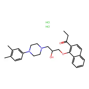 1-Propanone, 1-(1-(3-(4-(3,4-dimethylphenyl)-1-piperazinyl)-2-hydroxypropoxy)-2-naphthalenyl)-, dihydrochloride, (+-)- structure
