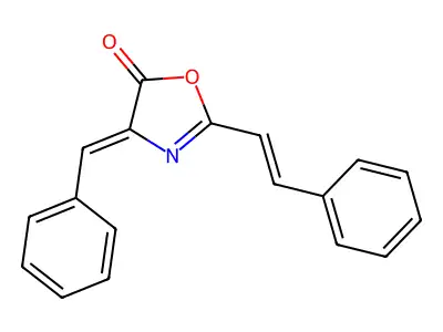 (4Z)-4-benzylidene-2-[(E)-2-phenylethenyl]-1,3-oxazol-5-one structure