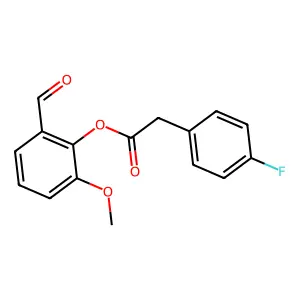 2-Formyl-6-methoxyphenyl (4-fluorophenyl)acetate structure