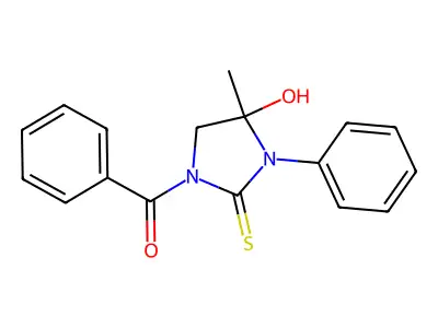 1-Benzoyl-4-hydroxy-4-methyl-3-phenylimidazolidine-2-thione structure