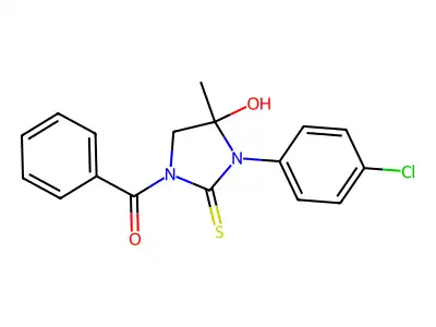 1-Benzoyl-3-(4-chlorophenyl)-4-hydroxy-4-methylimidazolidine-2-thione structure