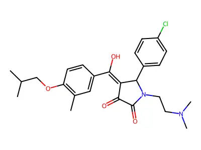 5-(4-chlorophenyl)-1-(2-dimethylaminoethyl)-4-[hydroxy-[3-methyl-4-(2-methylpropoxy)phenyl]methylidene]pyrrolidine-2,3-dione structure