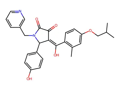 3-hydroxy-5-(4-hydroxyphenyl)-4-[2-methyl-4-(2-methylpropoxy)benzoyl]-1-[(pyridin-3-yl)methyl]-2,5-dihydro-1H-pyrrol-2-one structure
