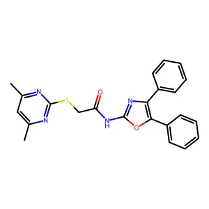 2-[(4,6-dimethyl-2-pyrimidinyl)thio]-N-(4,5-diphenyl-2-oxazolyl)acetamide structure