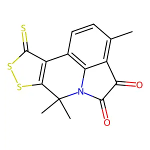 3,7,7-trimethyl-10-thioxo-7,10-dihydro[1,2]dithiolo[3,4-c]pyrrolo[3,2,1-ij]quinoline-4,5-dione structure