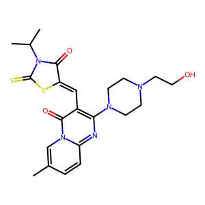 (Z)-5-((2-(4-(2-hydroxyethyl)piperazin-1-yl)-7-methyl-4-oxo-4H-pyrido[1,2-a]pyrimidin-3-yl)methylene)-3-isopropyl-2-thioxothiazolidin-4-one structure