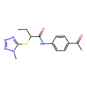 N-(4-acetylphenyl)-2-(1-methyltetrazol-5-yl)sulfanylbutanamide structure