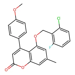 5-[(2-chloro-6-fluorobenzyl)oxy]-4-(4-methoxyphenyl)-7-methyl-2H-chromen-2-one structure