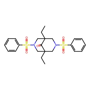 3,7-Bis(benzenesulfonyl)-1,5-diethyl-3,7-diazabicyclo[3.3.1]nonan-9-one structure