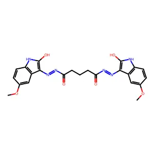 N'~1~-[(3E)-5-methoxy-2-oxo-1,2-dihydro-3H-indol-3-ylidene]-N'~5~-[(3Z)-5-methoxy-2-oxo-1,2-dihydro-3H-indol-3-ylidene]pentanedihydrazide structure