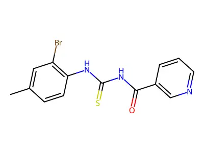 N-[(2-bromo-4-methylphenyl)carbamothioyl]pyridine-3-carboxamide structure